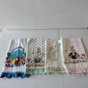 Lot Of 4 Embroidered Spring Tea Towels Assorted Styles Colors Two Pier 1 Imports